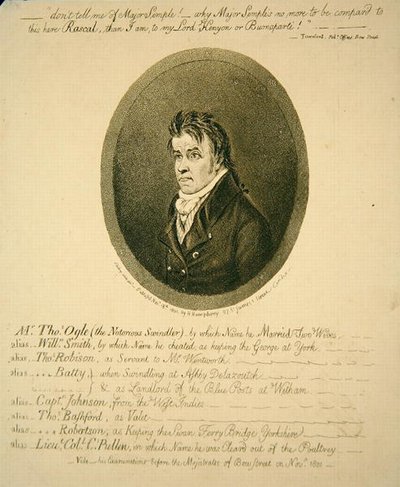 Sr. Thomas Ogle, o Notório Enganador, publicado por Hannah Humphrey. de James Gillray