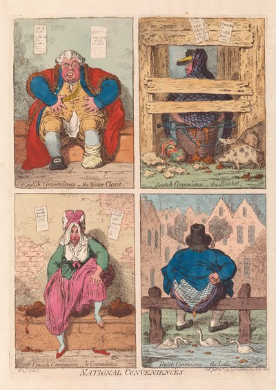 Conveniências Nacionais, pub. 1796 (gravura a cores) de James Gillray