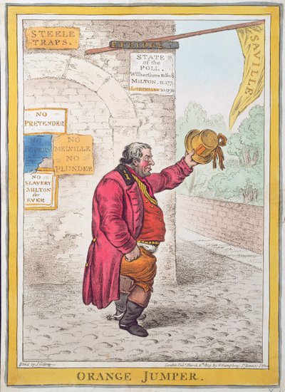 Orange Jumper, publicado por Hannah Humphrey em 1809 (gravura à mão colorida) de James Gillray