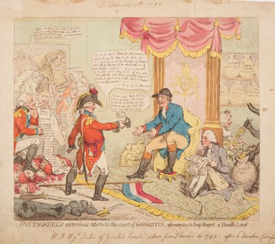 O regresso vitorioso de Pantagruel à corte de Gargântua de James Gillray