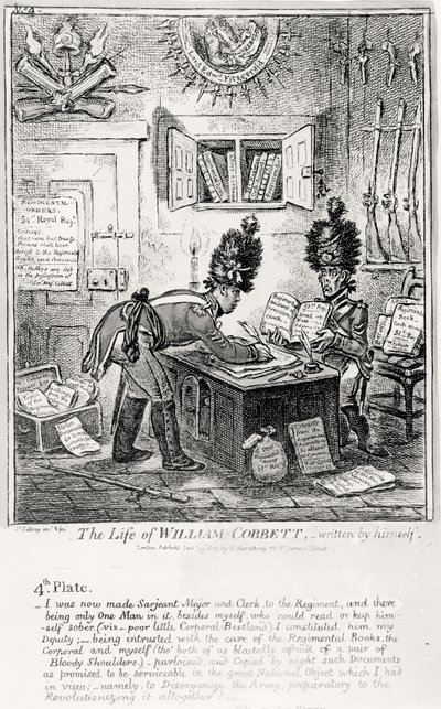 Placa 4, da vida de William Cobbett, escrita por ele mesmo, bar. por H. Humphrey, 1809 de James Gillray