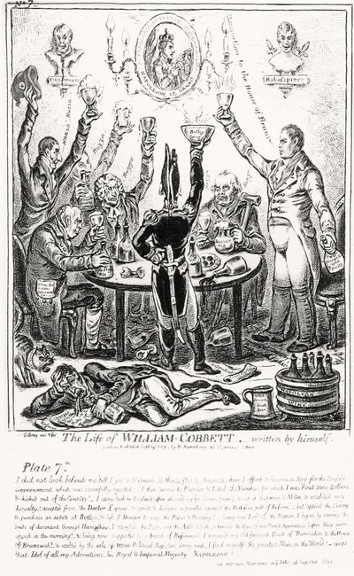 Placa 7, da vida de William Cobbett, escrita por ele mesmo, bar. por H. Humphrey, 1809 de James Gillray