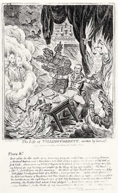 Placa 8, da vida de William Cobbett, escrita por ele mesmo, bar. por H. Humphrey, 1809 de James Gillray