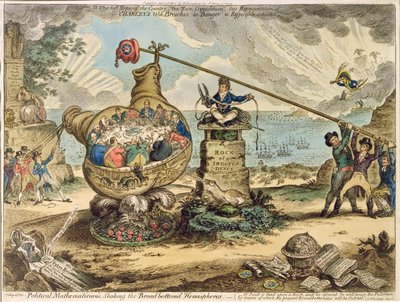 Matemática Matemática Política Agitando o Hemisfério de Broadbottom, publicado por Hannah Humphrey em 1807 (gravura e gravação) de James Gillray