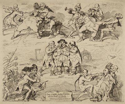 Sans-Culottes, Alimentando a Europa com o Pão da Liberdade, publicado em 12 de janeiro de James Gillray
