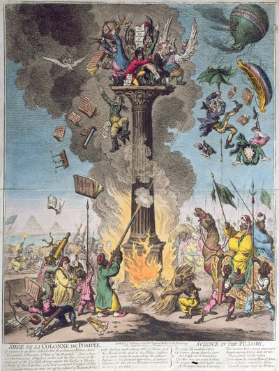 Cerco da Colônia de Pompéia, ou Ciência no Pelourinho, publicado por H. Humphrey em 1799 (gravura, gravura e wc) de James Gillray