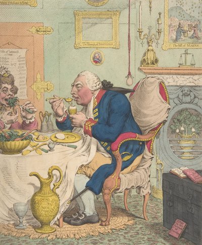 Temperance desfrutando de uma refeição frugal, 28 de julho de 1792., 28 de julho de 1792. de James Gillray