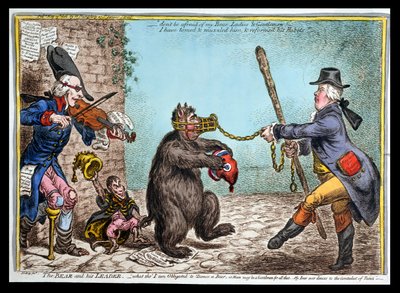 O Urso e seu Líder, publicado por Hannah Humphrey em 1806 (gravura à mão colorida) de James Gillray