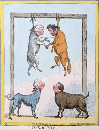 The Dog Tax, publicado por Hannah Humphrey em 1796 (gravura à mão colorida) de James Gillray