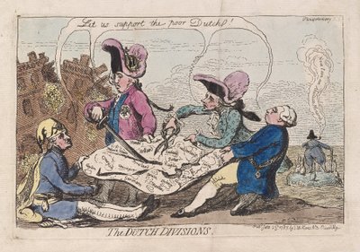 As divisões holandesas, bar. 1787 (gravura colorida à mão) de James Gillray