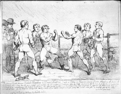 A famosa batalha entre Richard Humphreys e Daniel Mendoza, 9 de janeiro de 1788 de James Gillray