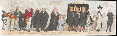 O Funeral Procissão de Miss Regency, pub. 1789 (gravura colorida à mão) de James Gillray