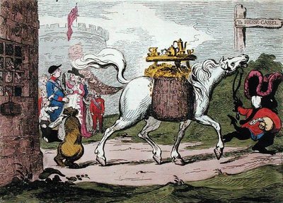 The Legacy, publicado por W. Holland em 1786 (gravura colorida à mão) de James Gillray