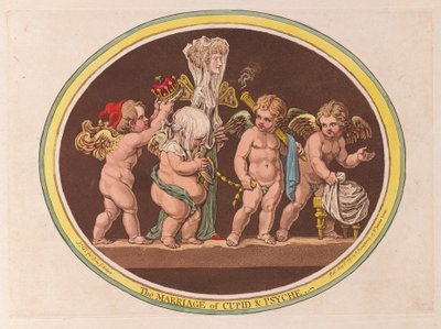O Casamento de Cupido e Psique, pub. 1797 (gravura colorida à mão) de James Gillray