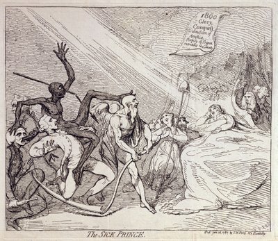 The Sick Prince, publicado pela S.W. Fores em 1787 (gravura) de James Gillray