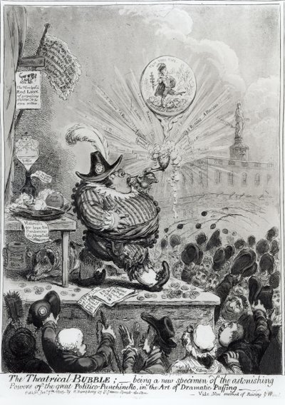 A Bolha Teatral ... publicada por Hannah Humphrey (fl.1778-1822) 1805 (gravura e pintura) de James Gillray