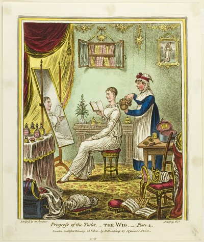 A Peruca, prato dois de O Progresso da Sanita de James Gillray