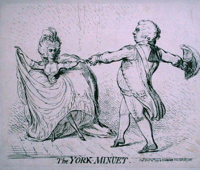 The York Minuet, publicado por Hannah Humphrey em 1791 (gravura) de James Gillray