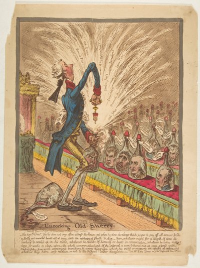 Unorking Old Sherry, 10 de março de 1805. de James Gillray