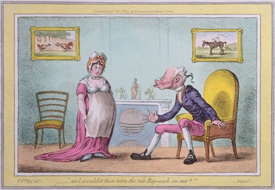 &39;e você viraria o vil Reproach on me&39; publicado por Hannah Humphrey em 1807 (gravura à mão colorida) de James Gillray