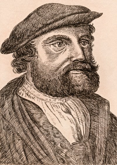 Hans Holbein, o Jovem, ilustração de &39;75 Retratos de Pintores Celebrados de Originais Autênticos &39;, publicado em Londres, 1817 de James Girtin