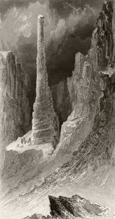 O Monumento de Tennyson, gravado por J. McGoffin, de &39;Explorações Árticas nos Anos 1853, 54, 55&39;, Volume I, pelo Doutor Elisha Kent Kane (1820-57) publicou Filadélfia, 1856 de James Hamilton