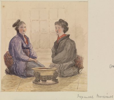 Moosmes japoneses", c.1868 (aguarela) de James Henry Butt
