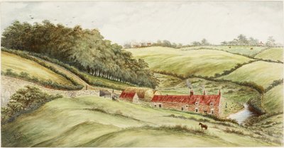 Fazenda Hedworth (aquarela, bodycolour e lápis sobre papel) de James Henry Cleet