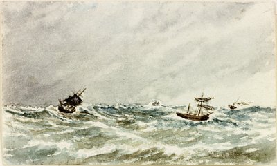 Tempestade no mar fora do Tyne (aquarela e bodycolour no papel) de James Henry Cleet