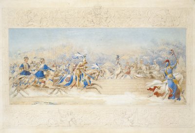 The Joust (lápis, wc e bodycolour no papel) de James Henry Nixon