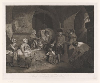John Howard visitando uma família na prisão
John Howard Esq Visiting and Relieving the Miseries of a Prison (título sobre o objecto) de James Hogg