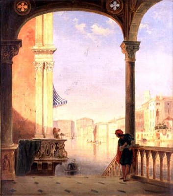 Um terraço veneziano (óleo sobre tela) de James Holland