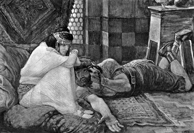 Sansão revela seu segredo para Dalila - Bíblia de James Jacques Joseph (after) Tissot