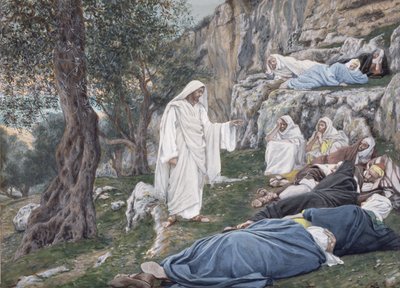 Cristo comandando seus discípulos para descansar, ilustração para a vida de Cristo, c.1886-94 (wc e guache sobre papelão) de James Jacques Joseph Tissot