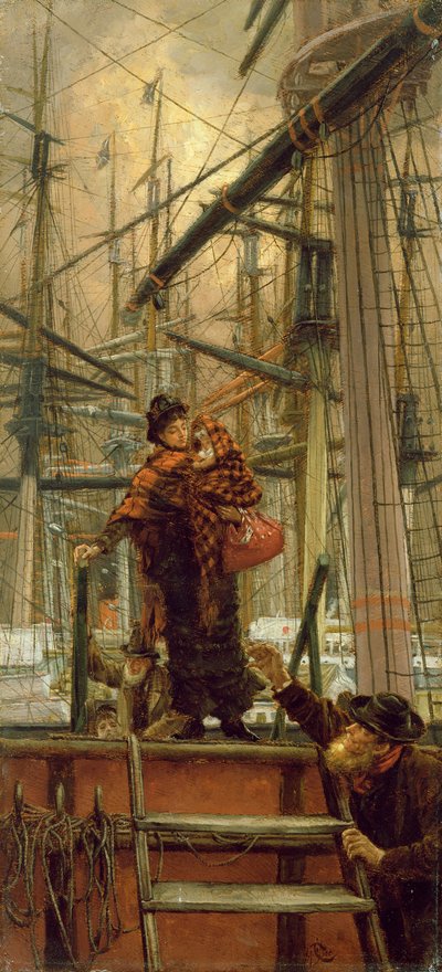 Emigrantes, c.1879 (óleo sobre papel colocado no painel) de James Jacques Joseph Tissot
