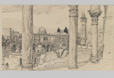 Esplanada do Haram, ilustração da vida de nosso Senhor Jesus Cristo (tinta e grafite no cartão) de James Jacques Joseph Tissot