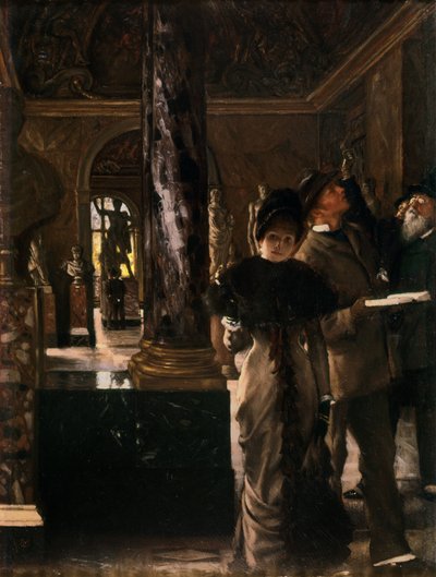 Visitantes estrangeiros no Louvre, c.1880 de James Jacques Joseph Tissot