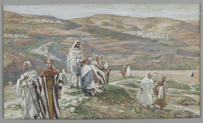 Ele os enviou Dois a Dois, ilustração da Vida de Nosso Senhor Jesus Cristo, 1886-96 (wc sobre grafite sobre papel) de James Jacques Joseph Tissot