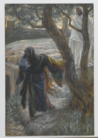 Jesus Aparece a Maria Madalena, ilustração da Vida de Nosso Senhor Jesus Cristo, 1886-94 (wc sobre grafite sobre papel) de James Jacques Joseph Tissot