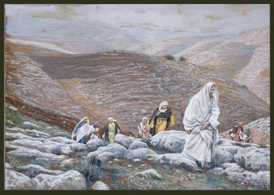 Jesus sobe em Jerusalém, ilustração para a vida de Cristo, c.1886-94 (wc e guache sobre papelão) de James Jacques Joseph Tissot