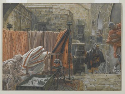 José de Arimatéia pede a Pilatos que implore permissão para remover o corpo de Jesus, ilustração da Vida de Nosso Senhor Jesus Cristo, 1886-94 (wc sobre grafite sobre papel) de James Jacques Joseph Tissot