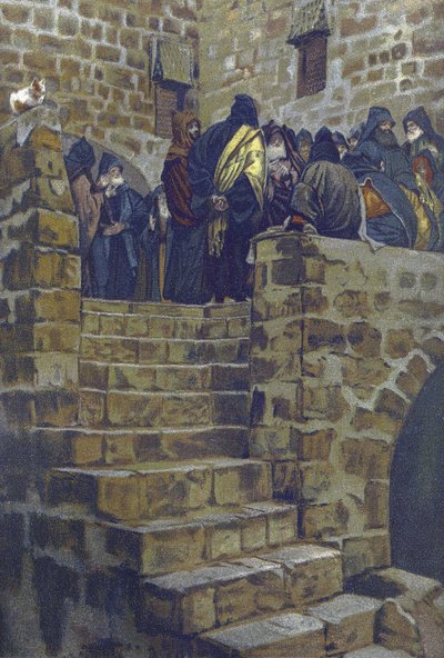 La deliberation nefaste de Joseph Caiphe - The Evil Counsel of Caiaphas - de "The Life of Our Lord Jesus Christ" - 1899 por James Tissot - La vie de notre seigneur Jesus Christ, de Jacques Joseph (Jacques-Joseph) Tissot dit James Tissot (1836-1902) de James Jacques Joseph Tissot