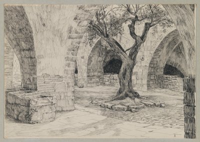 Out-edifício do convento armênio, Jerusalém, ilustração da vida de nosso Senhor Jesus Cristo (tinta sobre papel) de James Jacques Joseph Tissot
