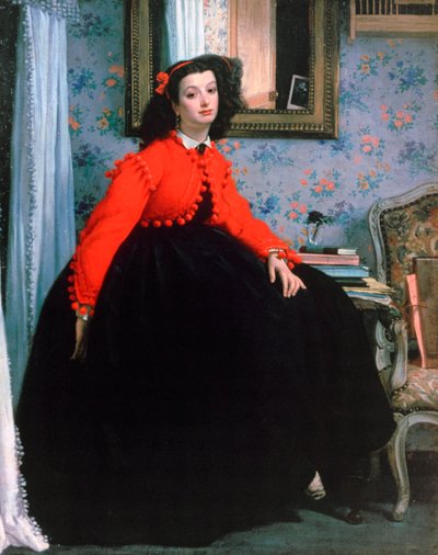 Retrato de Mlle LL, jovem de jaqueta vermelha, 1864. de James Jacques Joseph Tissot
