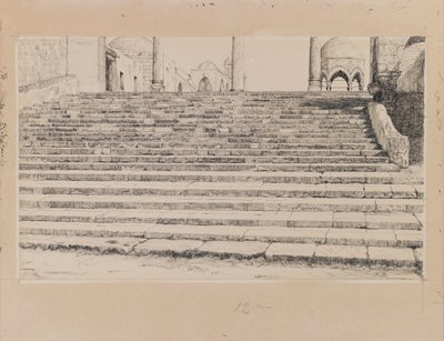Escadaria do Tribunal de Haram, ilustração da vida de nosso Senhor Jesus Cristo (tinta & grafite no cartão) de James Jacques Joseph Tissot