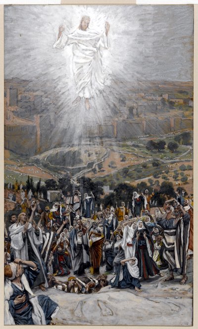 A Ascensão do Monte das Oliveiras, ilustração para A Vida de Cristo, c.1884-96 (wc e guache no cartão) de James Jacques Joseph Tissot
