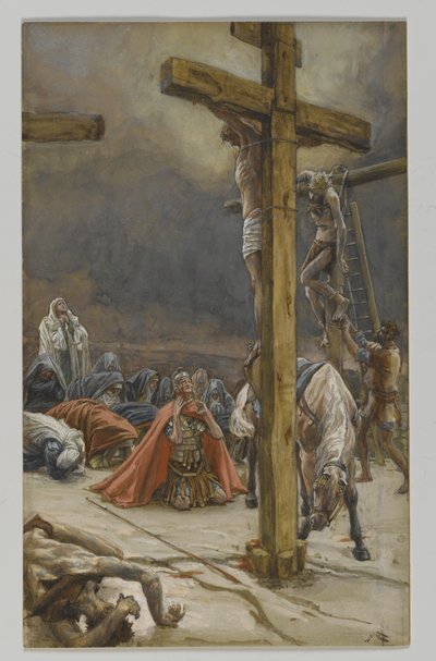 A Confissão de São Longino, ilustração da Vida de Nosso Senhor Jesus Cristo, 1886-1894 (wc sobre grafite sobre papel) de James Jacques Joseph Tissot