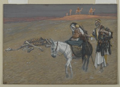 A fuga para o Egito, ilustração da vida de nosso Senhor Jesus Cristo (wc sobre grafite no papel) de James Jacques Joseph Tissot