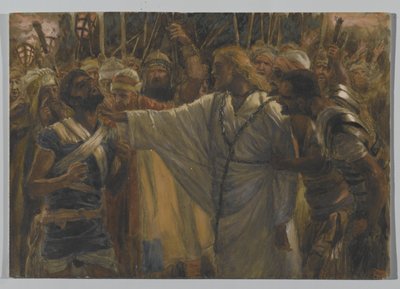 A cura de Malco, ilustração da Vida de Nosso Senhor Jesus Cristo, 1886-94 (wc sobre grafite sobre papel) de James Jacques Joseph Tissot