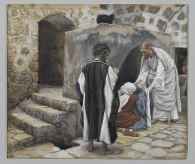 A Cura de Peters Sogra, ilustração da Vida de Nosso Senhor Jesus Cristo (wc sobre grafite sobre papel) de James Jacques Joseph Tissot